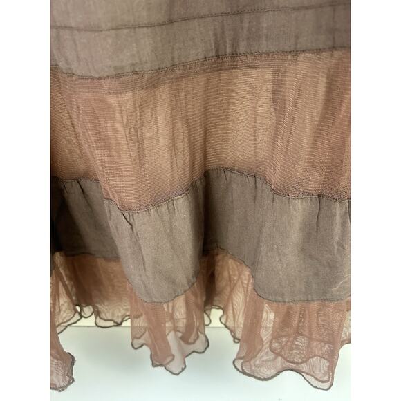Y2K Cariloha Brown Midi Maxi Skirt Ruffle Tiered Boho Fairy Forest Large Sheer - Picture 5 of 13